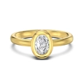Anello in argento S925 placcato oro 18K con zircone ovale e finitura satinata opaca - US 5 / Oro