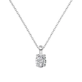 S925 sterling silver necklace with an oval cut zircon pendant in a classic 4-prong setting - 925 Silver / White Gold