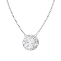Collar de plata S925 con colgante de moneda estrellada y cristales brillantes - Plata 925 / Oro Blanco