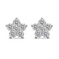 Elegant S925 sterling silver plum blossom stud earrings with white cubic zirconia stones - White Zirconia Flower Stud Earrings (DY1D0390-S-W-WH)