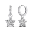 Boucles d'oreilles fleurs en argent sterling 925 avec pendentifs en zircone cubique - Boucles d'oreilles anneaux fleur en zirconia blanc (DY110325-S-W-WH)