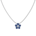 Collier en argent sterling S925 avec pendentif fleur de prunier et pierres bleues - Collier fleur en zirconia bleu (DY190888-S-W-BA)