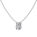 Exquisite S925 sterling silver deer antler necklace with gift box shaped square stone pendant - 925 Silver / Silver-White Style (DY191067)