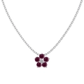 Collier en argent sterling S925 avec pendentif fleur et pierres précieuses violettes - Collier fleur en zirconia fuchsia (DY190888-S-W-BO)