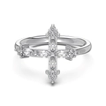 S925 Sterling Silber Ring mit Kreuzdesign und funkelnden marquise geschliffenen Zirkonia - US 6 / Kreuz-Stil (DY121232) / Weißgold (DY121232)