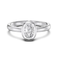 Elegante anello in argento S925 con zircone ovale 5x7mm e moderna incastonatura a castone - US 5 / Oro Bianco