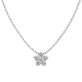 Élégant collier en argent sterling S925 avec pendentif brillant en forme de fleur - Collier fleur en zirconia blanc (DY190888-S-W-WH)