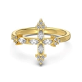 Anello a croce in oro lucido con pietre di cristallo taglio marquise e rotondo su bianco - Oro (DY121232)