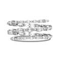 Elegant S925 sterling silver triple layer spiral ring with marquise cut cubic zirconia - US 7 / White Gold