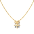 Elegant gold S925 sterling silver gift box necklace featuring a square cubic zirconia stone - 925 Silver / Gold Style (DY191067)