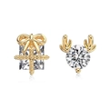 Set orecchini natalizi in argento S925 con renna, scatola regalo e zirconi cubici - Argento 925 / Stile Dorato (DY1D0440)