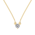 Squisita collana in argento S925 dorato con corna di renna e pietra di zircone tonda - Argento 925 / Stile Dorato (DY191008)