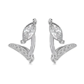 Elegant S925 sterling silver leaf stud earrings with marquise cut zircon stones - Marquise Leaf Bud