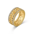 Lussuoso anello in argento S925 dorato con motivo a spiga di grano e zirconi scintillanti - US 6 / Oro