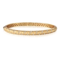 Elegant 22K gold plated silver bangle with cross weave texture and zircon inlay - US 14 / 925 Silver / Gold (DY170001-S-G-WH#14)