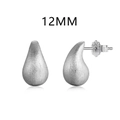 Minimalistische S925 sterling zilveren boon oorknopjes met matte geborstelde finish, 12 mm - 925 zilver / Witgoud 12mm (DY110302-S-W-QH#12)