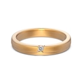 Bague S925 en argent doré avec finition brossée et pierre de zircone centrale - US 9 / 拉丝单钻男款(DY121189) / Or champagne