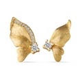 Brushed golden butterfly wing earrings with sparkling crystals for elegant women - Butterfly Stud Earrings (DY1D0459-S-G-WH)