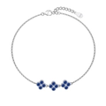 S925 sterling silver clover bracelet with inlaid dark blue zircon and lobster clasp - 925 Silver / Blue Zirconia Three-Flower Bracelet (DY150326)