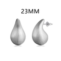 Minimalistische S925 zilveren druppeloorbellen met geborstelde afwerking, 23mm hoog - 925 zilver / Witgoud 23mm (DY110302-S-W-HU#23)