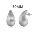 S925 sterling zilveren waterdruppel oorbellen met geborstelde matte afwerking, 30mm - 925 zilver / Witgoud 30mm (DY110302-S-W-BK#30)