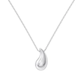 Collier minimaliste en argent sterling S925 avec pendentif goutte et finition brossée - Argent 925 / Collier Goutte d'Eau Or Blanc (DY190853-S-W-NO)
