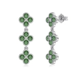 Elegant S925 sterling silver triple clover earrings with green zircon inlays - 925 Silver / Green Zirconia Triple Clover Earring Studs (DY110322)