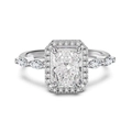 S925 sterling silver ring featuring a radiant cut ice flower crystal in silver finish - US 5 / White Gold With White Zirconia