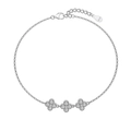 S925 sterling silver clover bracelet with sparkling zircon stones in a silver finish - 925 Silver / White Zirconia Three-Flower Bracelet (DY150326)