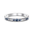 Anello classico in argento S925 con zirconi blu e trama di foglie intagliata - Argento (Placcato Platino)