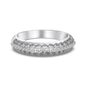 Bague raffinée en argent sterling S925 avec double rangée de diamants étincelants - US 5 / Argenté
