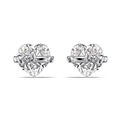 Elegante 925 sterling zilveren hart oorbellen met strik en heldere zirkonia steen - Stud oorbellen / Witgouden Hart Oorknopjes (DY1D0443-S-W-WH)