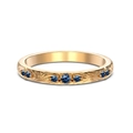 Anello in argento S925 placcato oro 18K con zircone blu e incisione a foglia - US 5 / Oro (Champagne)