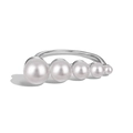 Elegant S925 sterling silver ring featuring five graduated white pearls in a row - US 6 / Silver
