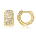 Eleganti orecchini a cerchio in argento S925 placcato oro con pavé di zirconi brillanti - Argento 925 / Oro
