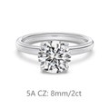 Elegant S925 sterling silver engagement ring with 2ct 8mm 5A cubic zirconia solitaire - Size 5 / 2 Carat White Gold Style (DY121326-S-W-WH) / White Gold