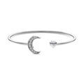 Squisito bracciale in argento 925 con luna e cuore decorati con pietre di zircone - EU 18 / Oro Bianco (DY170036-S-W-WH)