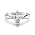 Classic S925 sterling silver marquise cut solitaire ring with elegant six-prong setting - White Gold (DY121359)