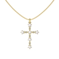 Collar de cruz en plata de ley S925 con perlas y circonitas en acabado dorado - Plata 925 / Dorado
