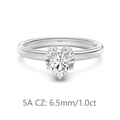 S925 sterling silver ring featuring a 1ct heart-shaped 5A cubic zirconia centerpiece - Size 7 / White Gold Color (1CT)