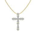 Elegant gold S925 silver cross necklace featuring brilliant zircon stones in a sleek design - Gold