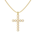 Squisita collana in argento S925 con pendente a croce di perle e finitura oro - Oro