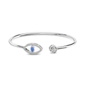 Eleganter S925 Sterlingsilber Armreif mit blauem bösem Blick und funkelnden Kristallen - Platinbeschichtetes Blaues Zirkonia (DY170064-S-W-BA#18) / 925er Silber