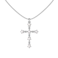 Collana in argento sterling S925 con pendente a croce con perle e zirconi - Argento 925 / Oro Bianco