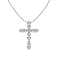 Exquisite S925 sterling silver cross necklace featuring pear-cut cubic zirconia accents - Platinum