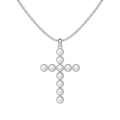 S925 sterling silver cross necklace with eleven white pearls and elegant beaded metal edges - Silver