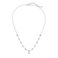 Elegante collana in argento S925 con ciondoli a quadrifoglio simmetrici e zirconi lucidi - Argento 925 / Oro Bianco