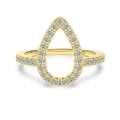 Elegant 925 sterling silver ring in gold finish with hollow teardrop diamond design - US 5 / Gold Hollow Teardrop Style (DY121363)