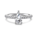 Elegant S925 sterling silver ring featuring a pear cut main stone and side diamonds - US 5 / Platinum Pear Solitaire Style (DY121362)