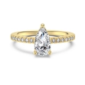 Elegant 18K gold S925 silver ring featuring a pear-cut stone and pavé diamond band - US 5 / Gold Pear Solitaire Style (DY121362)